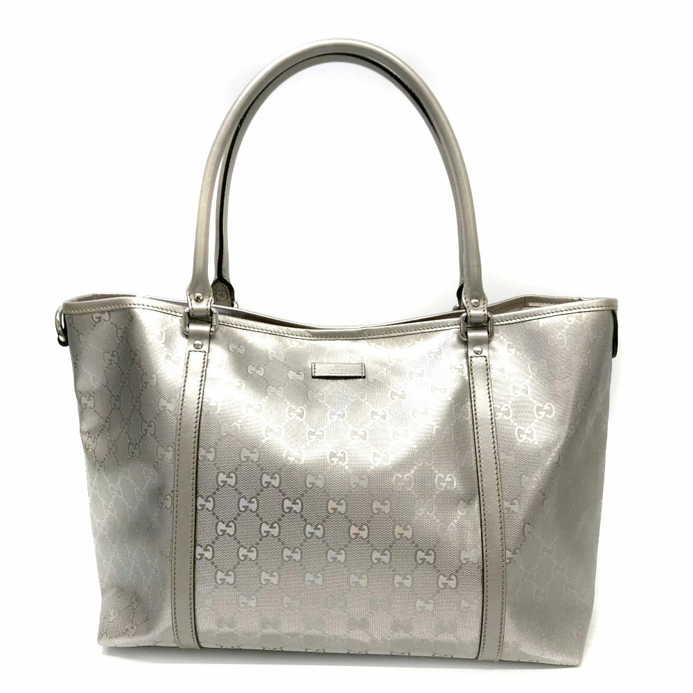 GUCCI Tote Bag GG Imprime Silver White Handbag
